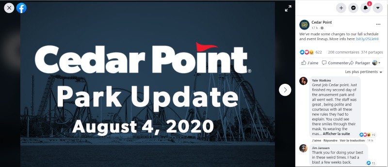annoncement cedar point