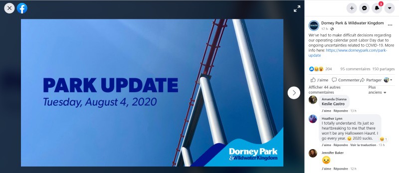 statut facebook Dorney Park
