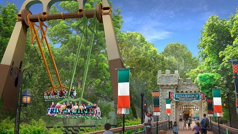 l'entrée de la zone irlandaise à busch gardens avec la nouvelle attraction