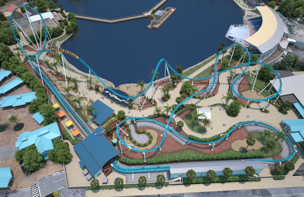 Layout de la montagne russe Pipeline à SeaWorld Orlando